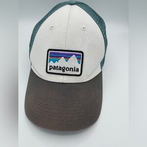 Patagonia Trucker Hat Ball Cap Snapback Adjustable Slate Gray & Teal Mesh Back